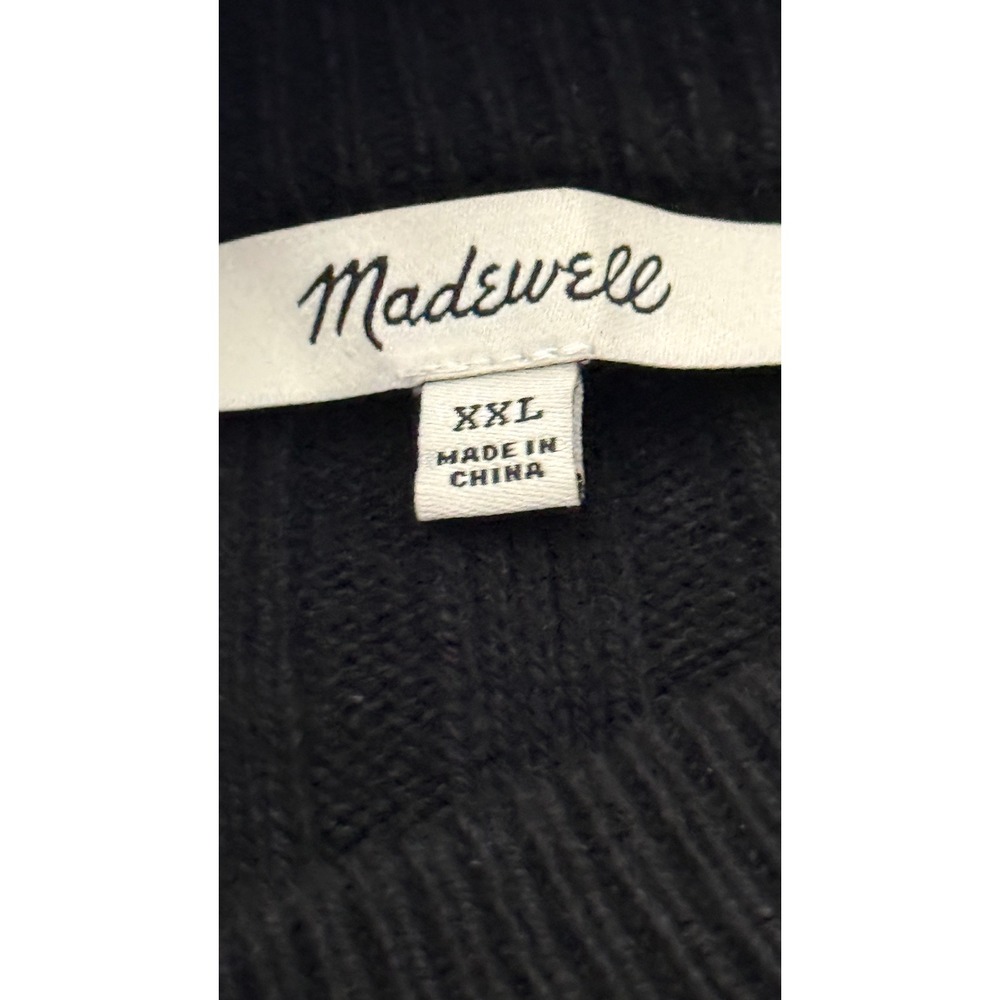 Madewell Wool Blend Ribbed Mock Neck Cropped Sweater Black XXL NM625 - Picture 3 of 6